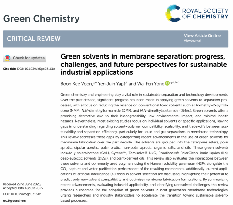 XMUM Researchers Publish Critical Review on Green Solvents in Green Chemistry