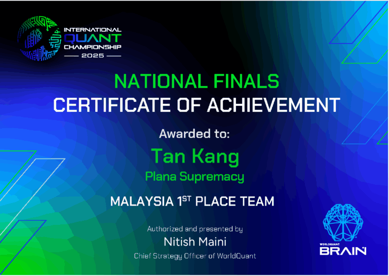 XMUM Student Advances to Global Finals of International Quant Championship